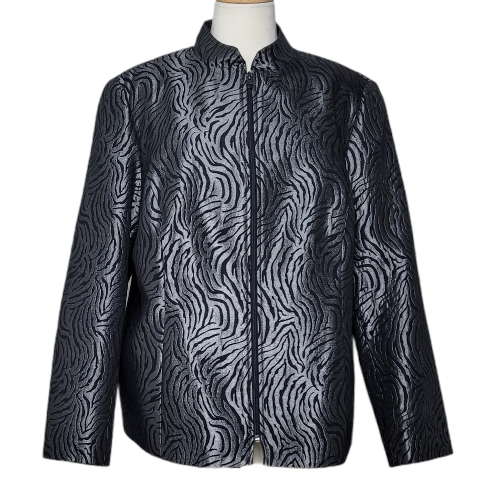 LAURA PLUS Blazer Jacket Zip Up Animal Print Size 16